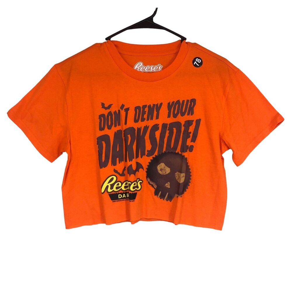 NWOT Reese’s Dark Halloween Cropped T-Shirt “Don’t Deny Your Dark Side” SZ S